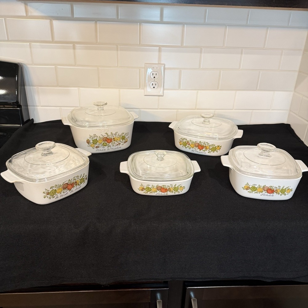 Corning Ware La Marjolaine Square Casserole w/ Glass Lids A-1, A-1 1/2, A-2, A-3